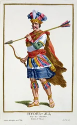 Hyder Ali (1722-82) de Réuil des Estampes, representando Ranges e Dignites, seguindo o figurino de todas as nações existentes, publicado em 1780 (gravura colorida à mão)