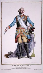 Maurício da Saxónia (1696-1750), de «Recueil des Estampes, représentant les Rangs et les Dignités, suivant le Costume de toutes les Nations existantes», publicado em 1780