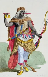 Rainha Anna Nzinga (1583-1663), de "Receuil des Estampes, representant les Rangs et les Dignites, suivant le Costume de toutes les Nations existantes", publicado em 1780 (gravura a cores)