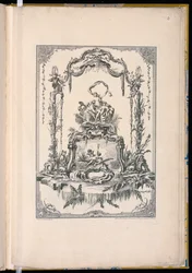 Painel de ornamento com uma cartela dupla mostrando Vênus ou Thetis com suas ninfas e uma fonte