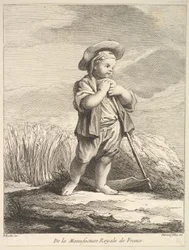 Garotinho com uma foice, do Premier Livre de Figuras após as porcelanas da Manu ..., 1757.