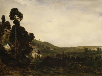 Uma antiga capela em um vale, ca. 1835