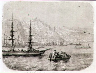 Vista do Quebec na década de 1860, gravada por Laly (gravura)