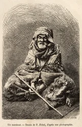 Um marabu, um asceta que afirma ser islâmico ou sincretismo muçulmano, considerado um homem santo e um homem sábio, foi objeto de um culto popular no norte da África, gravado após um desenho de Fritel, ilustrando a viagem a Tlemcen (Argélia), de E. de Lorr