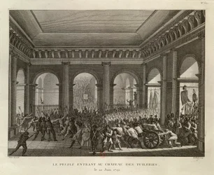 As pessoas a entrar no Palácio das Tulherias