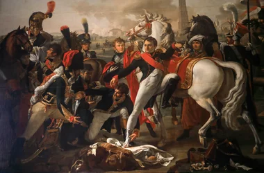 Napoleão ferido em frente de Ratisbona
