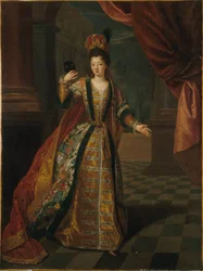 Francês: Portrait présumé de Mademoiselle de Nantes (Louise-Françoise de Bourbon, 1673-1743), en costume de bal