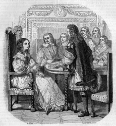 Visita da Rainha Christine de Suede (1626-1689) à Academia Francaise em Paris, na presença do Cardeal Richelieu Engraving de G. Staal