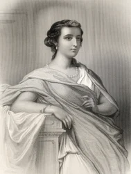 Aspasia de Milet (c.470-410 aC) ilustração de "Mulheres do Mundo" por Mary Cowden Clarke, 1858 (gravura)