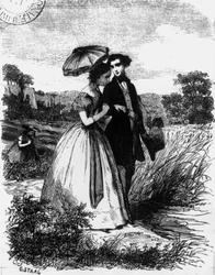 Felix de Vandenesse e Madame de Mortsauf, ilustração para «Le Lys dans la Vallée», de Honoré de Balzac (1799-1850), publicada em 1871