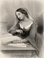 Ilustração de Heloise (1101-60) de &39;World noted women&39; por Mary Cowden Clarke, 1858
