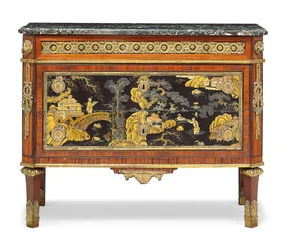 Cômoda Luís XVI (mármore, madeira frutífera montada em ormolu e laca) (ver também 3479845)
