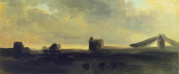 Céu e telhados, de Pierre Henri de Valenciennes (1750-1819), papelão
