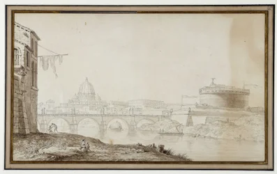 Vista do castelo Santo Ângelo em Roma no século XVII (desenho)