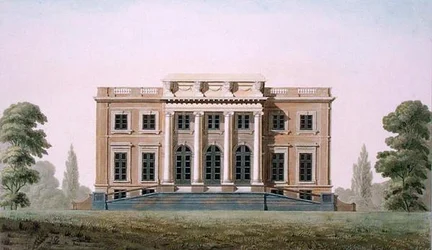Castelo de Wannegem perto de Oudenaarde, de "Choix des Monuments, Edifices et Maisons les plus remarquables du Royaume des Pays-Bas" de Pierre Jacques Goetghebuer, publicado em 1827 (aquatint) (ver também 189235)
