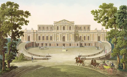 Pavilhão de Haarlem, de "Escolha dos Monumentos, Edifícios e casas mais notáveis do Reino dos Países Baixos" por Pierre Jacques Goetghebuer, publicado em 1827 (aquatint)