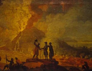 Erupção do Vesúvio, de Pierre-Jacques Volaire (1729-1792), óleo sobre tela, 52x79 cm. Detalhe.