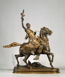 Arab Falconer on Horseback, c.1880 (bronze)