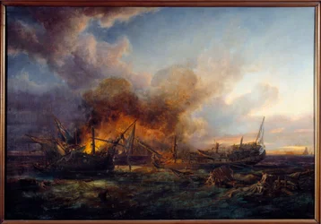 Combate do Supervisor e Quebec em 1779 Pintura de Pierre Gilbert (1783-1860) 1779 Brest, Musee des Beaux Arts