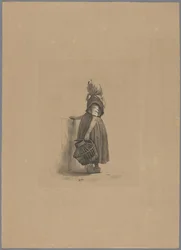 Menina em pé com cesto de aves
Cinco provas de gravura (título da série)