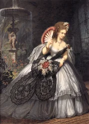 Italiano Virginia Oldoini, Condessa de Castiglione, chamada Ritrosetta, foto de Pierre-Louis Pierson com guache de Aquilin Schad, 1864