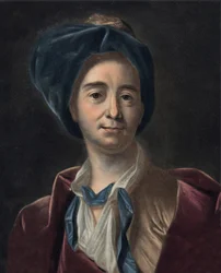 Retrato de Bernard Le Bouyer (Le Bovier) de Fontenelle (1657-1757), escritor francês. gravura depois de Pierre Michel Alix