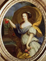 ""Retrato de Louise Françoise De La Baume Le Blanc, Duquesa de Valliere (Madame De La Valliere) (1644-1710), Favorito de Louis XIV, In Flora"" Pintura de Pierre Mignard (1612-1695) Museu Pouchkine do século XVII, Moscou