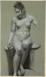 Nu feminino sentado