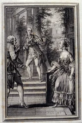 La Confidente sans savoir ou le Stratageme - in "Tales et nouvelles en vers" de Jean La Fontaine. 1776. Ilustração de P.P. Choffard.