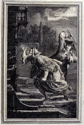 O Cucku, batido, e conteúdo - em "Contos e contos em verso", de Jean La Fontaine. 1776. Ilustração de P.P. Choffard.
