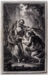 The Cuvier - em "Contos e contos em verso", de Jean La Fontaine. 1776. Ilustração de P.P. Choffard.