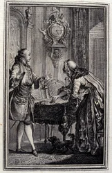 Le Gascon punido - em "Tales et nouvelles en vers" de Jean La Fontaine. 1776. Ilustração de P.P. Choffard.