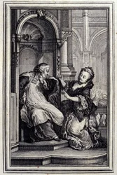 O Marido Confessor - em "Contos e contos em verso", de Jean La Fontaine. 1776. Ilustração de P.P. Choffard.
