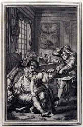 Le bat - em "Contos e contos em verso", de Jean La Fontaine. 1776. Ilustração de P.P. Choffard.