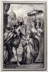 Les Oies du Pere Philippe - em "Tales et nouvelles en vers" de Jean La Fontaine. 1776. Ilustração de P.P. Choffard.