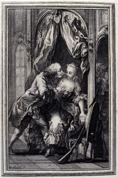 Les quiproquos - em "Contos e contos em verso", de Jean La Fontaine. 1776. Ilustração de P.P. Choffard.