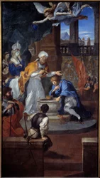 O batismo de Clovis em Reims em 25 de dezembro de 496. Pintura de Pierre Puget (1620 - 1694)