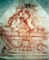Desenho para o grande altar da igreja de San Siro, Génova (giz vermelho)