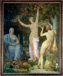 Pintura de Outono por Pierre Puvis de Chavannes (1824-1898) 1864 Sol. 2,85x2,26 m Lyon, Musee des Beaux Arts