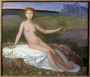 A esperança. A alegoria da esperança como uma jovem nua sentada numa paisagem de ruínas. 1872. Alt. 0,7 x 0,82 m. Paris, Museu d