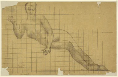 Nu feminino reclinado, estudo invertido para uma figura no hemiciclo da Sorbonne: Letras, ciência e artes, Sorbonne, Paris