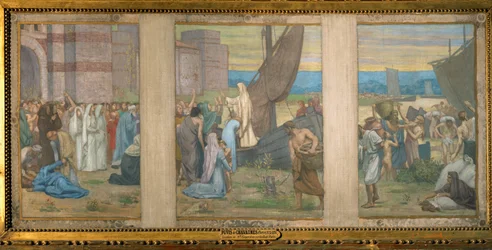 Santa Genoveva traz provisões frescas para Paris, esboço para o Panteão de Paris (pintura sobre tela)