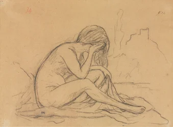Estudo de um nu feminino (possivelmente para uma pintura alegórica não realizada) (reto)