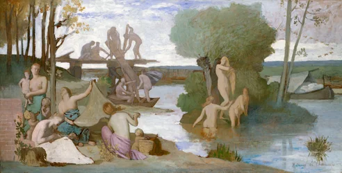 O rio, c.1864 (óleo sobre papel, colocado sobre tela)