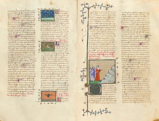 Página de "Propriedades das coisas" por Bartholomew o inglês na tradução francesa de Jean Corbechon, c.1390