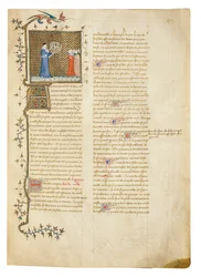 Página de "Propriedades das coisas" por Bartholomew o inglês na tradução francesa de Jean Corbechon, c.1390