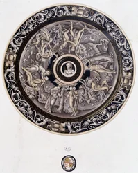 Prato de porcelana do século XVI representando o Génesis por Pierre Reymond, Limoges