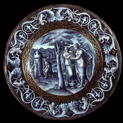 Vénus e Placa Psyche em esmalte pintado por Pierre Reymond (1513-1584) Século XVI