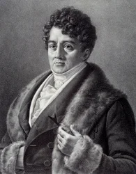 Retrato de François-Joseph (François Joseph) Talma (1763-1826), ator francês Gravura de Pierre Vigneron (1789-1872) Paris do século XIX, Musee Carnavalet
