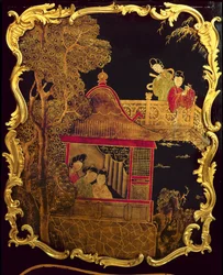 Painel lateral de um Commode Louis XV, c.1745 (laca e ouro sobre madeira) (re 222380)